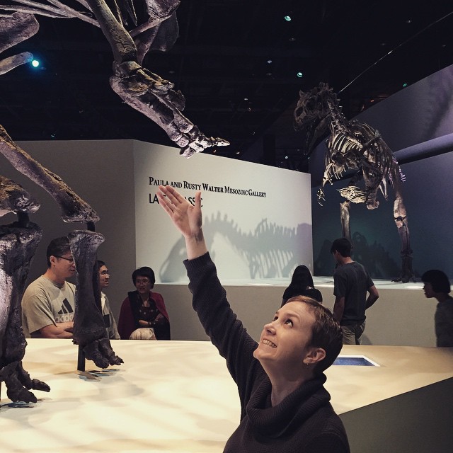 "Shaking hands" with dinosaurs