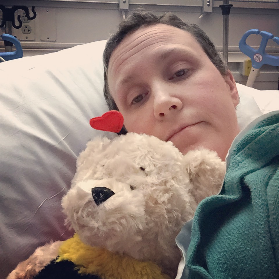 My husband brought me a bumble bee bear with heart antenna - I named her buzz buzz bear and she kept me company.